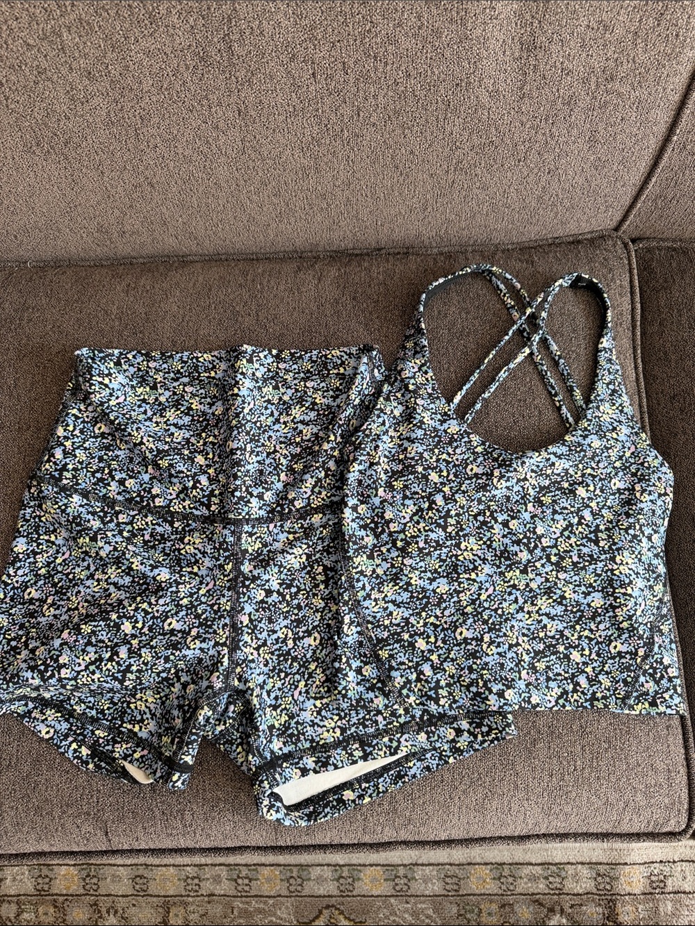 Gilly Hicks Black Floral Bike Shorts Set